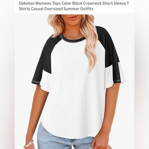 Womens Tops Color Block Crewneck Short Sleeve T Shirts Casual Oversized